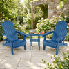Set of 2 Outdoor Folding Adirondack Chair with Cup Holder and 5-Level Backrest-Navy