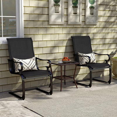 Set of 2 Patio Chairs with Quick-drying and Breathable Fabric for Backyard-Black