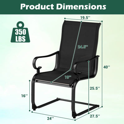Set of 2 Patio Chairs with Quick-drying and Breathable Fabric for Backyard-Black