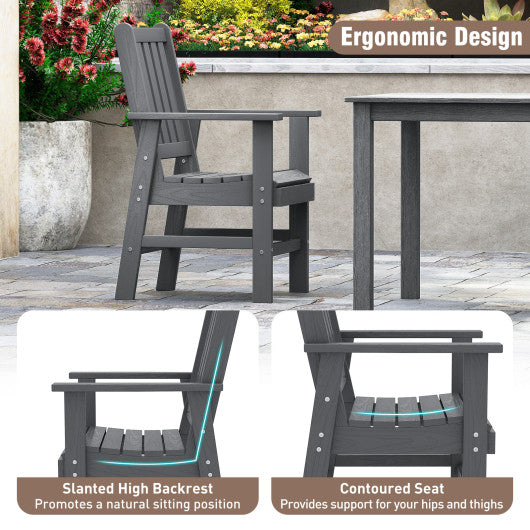 Set of 2 Patio Dining Chairs with Wide Armrests-Gray