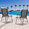 Set of 2 Patio Folding Sling Back Camping Deck Chairs-Brown