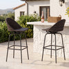 Set of 2 Patio Swivel Bar Stools with Rattan Seat 400 LBS for Garden-Brown