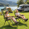 Set of 2 Portable Zero Gravity Chairs with Cup Holder Trays and Backrest -Green