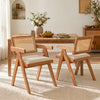 Set of 2 Rattan Accent Chairs with Padded Cushion and Rubber Wood Frame-Beige