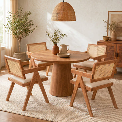 Set of 2 Rattan Accent Chairs with Padded Cushion and Rubber Wood Frame-Beige