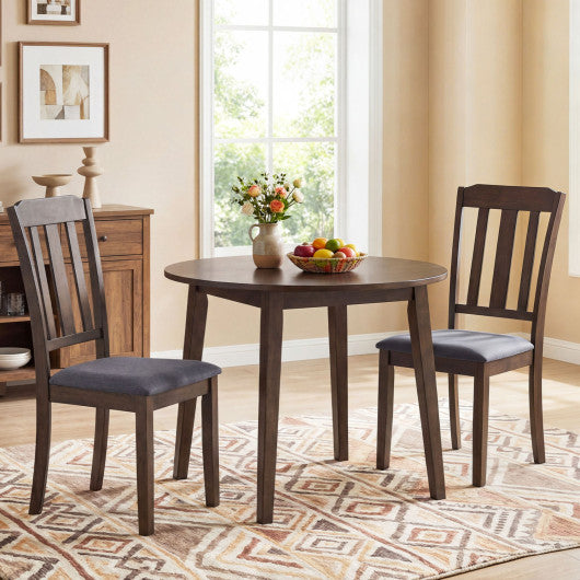 Set of 2 Rubber Wood Dining Room Chairs with Comfortable Backrest-Brown