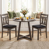 Set of 2 Modern Linen Style Upholstered Kitchen Chairs-Gray