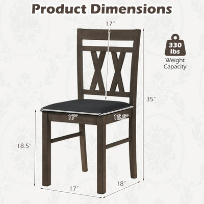 Set of 2 Modern Linen Style Upholstered Kitchen Chairs-Gray