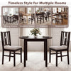 Set of 2 Rubber Wood Kitchen Chairs with Fabric Padded Seat -Coffee