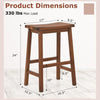 Set of 2 Saddle-Seat Counter Height Stools with Curved Seat and Footrests-Walnut - Walnut