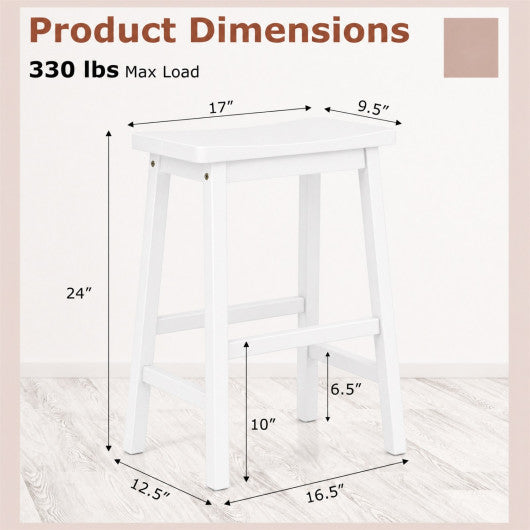 Set of 2 Saddle-Seat Counter Height Stools with Curved Seat and Footrests-Beige