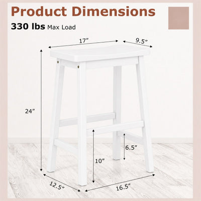 Set of 2 Saddle-Seat Counter Height Stools with Curved Seat and Footrests-Beige