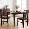 Set of 2 Solid Rubber Wood Kitchen Chairs with Slatted Curved Backrest-Coffee