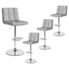 Set of 2 Square Swivel Adjustable Bar Stools with Back and Footrest-Gray - Gray