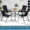 Set of 2 Stackable Patio Dining Chairs Set with Armrest-Black