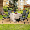 Set of 2 Stackable Patio Dining Chairs Set with Armrest-Grey