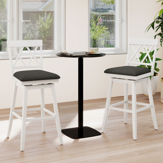 Set of 2 Swivel Bar Stools Counter Height Barstools with Backrest Upholstered Seat Cushion-29 Inches