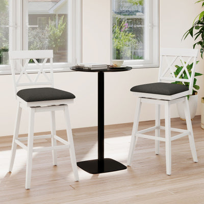Set of 2 Swivel Bar Stools Counter Height Barstools with Backrest Upholstered Seat Cushion-29 Inches