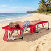 Set of 2 Tanning Chair Portable Chaise Lounge Chair with 4-Position Adjustable Backrest-Red