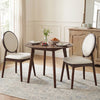 Set of 2 Upholstered Linen Fabric Kitchen Side Chairs with Padded Seat-Beige