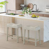 Set of 2 Upholstered Counter Height Bar Stool with Curved Saddle-Seat-Light Gray