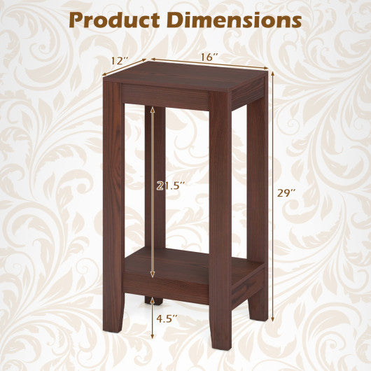 Set of 2 Versatile 2-Tier End Tables with Storage Shelf-Brown