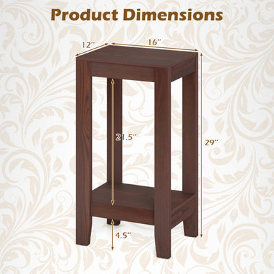 Set of 2 Versatile 2-Tier End Tables with Storage Shelf-Brown