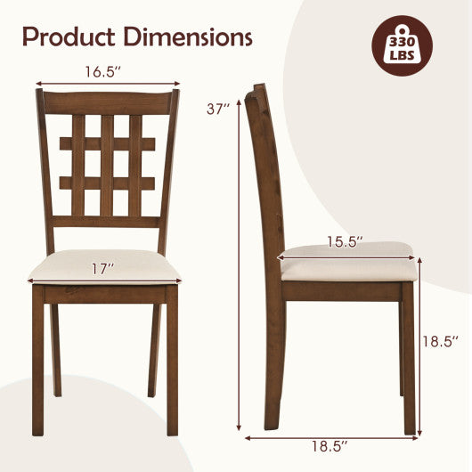 Set of 2 Wood Kitchen Chairs with Faux Leather Upholstered Seat-Coffee