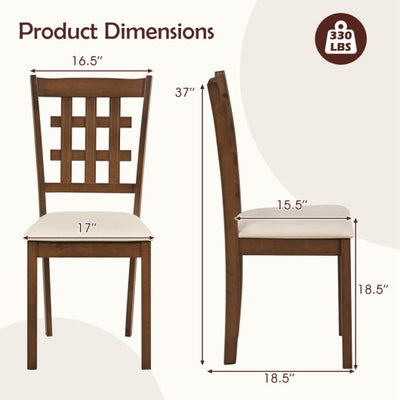 Set of 2 Wood Kitchen Chairs with Faux Leather Upholstered Seat-Coffee