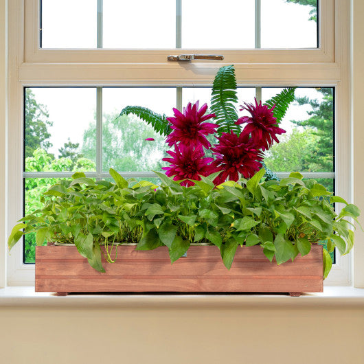 Set of 2 Wooden Decorative Raised Garden Bed for Yard and Window-Brown