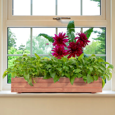 Set of 2 Wooden Decorative Raised Garden Bed for Yard and Window-Brown