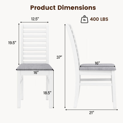 Set of 2 Wooden Dining Chair with Rubber Wood Legs for Living Room-White
