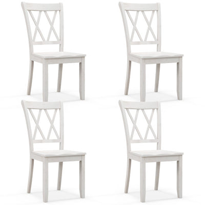 Set of 2 Wooden Dining Chairs Mid Century Farmhouse Retro Kitchen Chairs-White