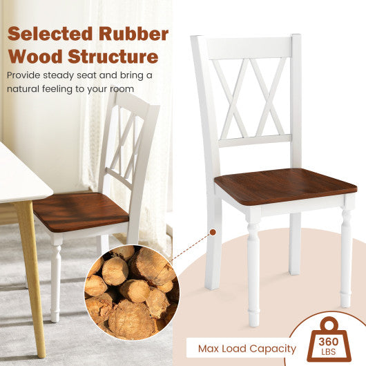 Set of 2 Wooden Farmhouse Kitchen Chairs with Rubber Wood Seat-2 Pieces