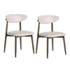 Set of 2 Wooden Modern Upholstered Dining Chairs with Curved Backrest-Beige