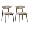 Set of 2 Wooden Modern Upholstered Dining Chairs with Curved Backrest-Gray