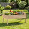 Set of 2 Wooden Raised Garden Bed with Legs Natural Fir Wood Elevated Planter Box