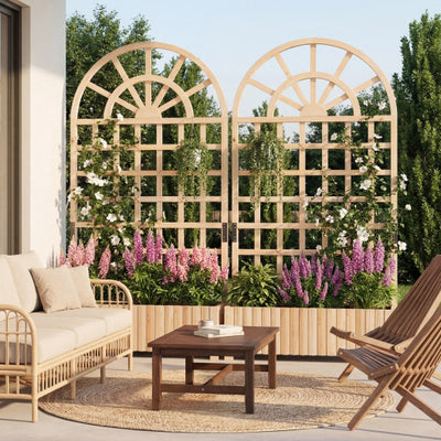 Set of 2 Wooden Raised Garden Bed with Trellis 71