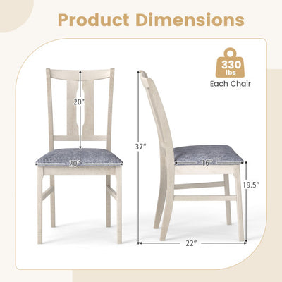 Set of 2 Wooden Upholstered Dining Chairs with High Curved Back-Gray