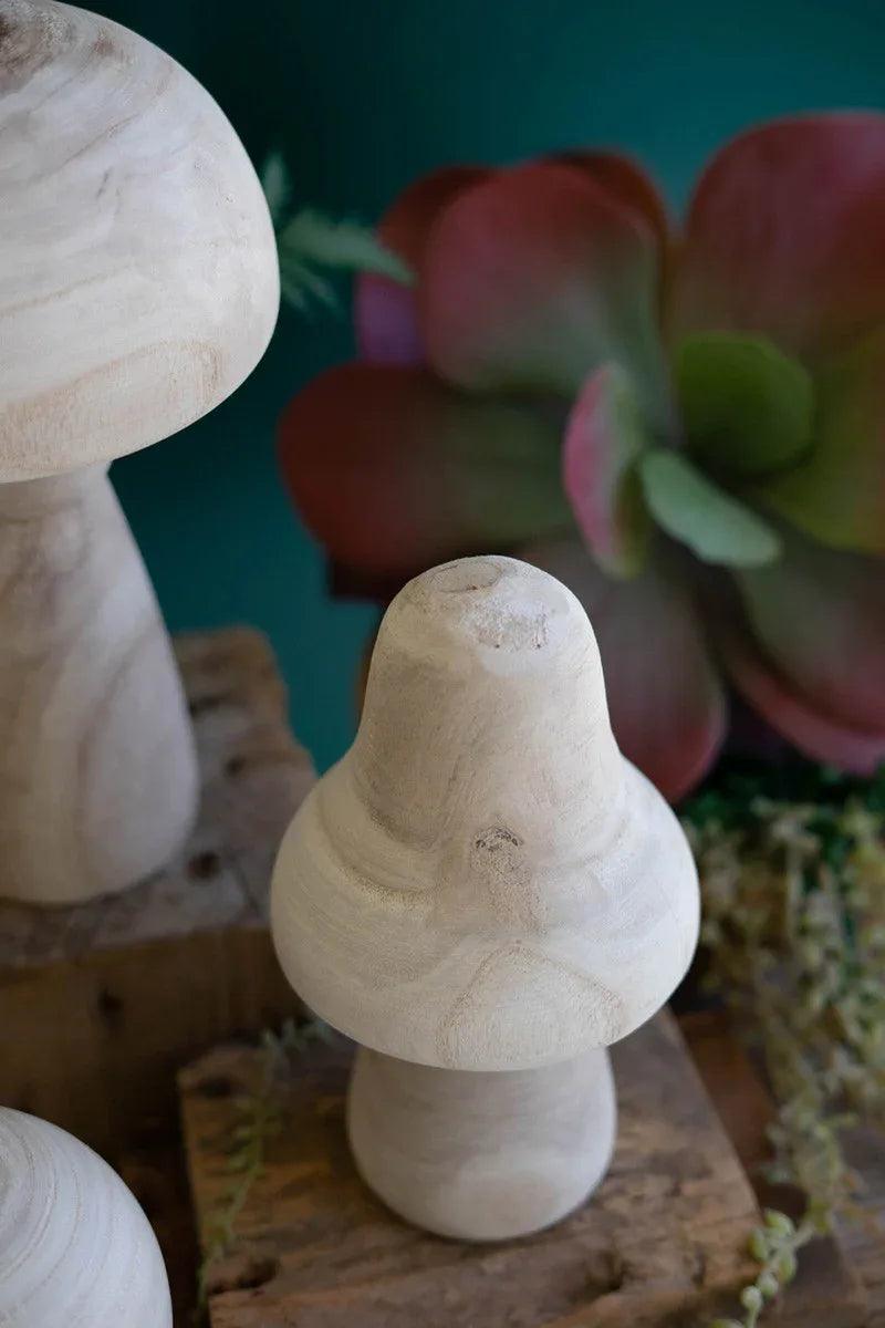 Set of 3 Natural Wood Mushrooms - Gifts for You 'n Me