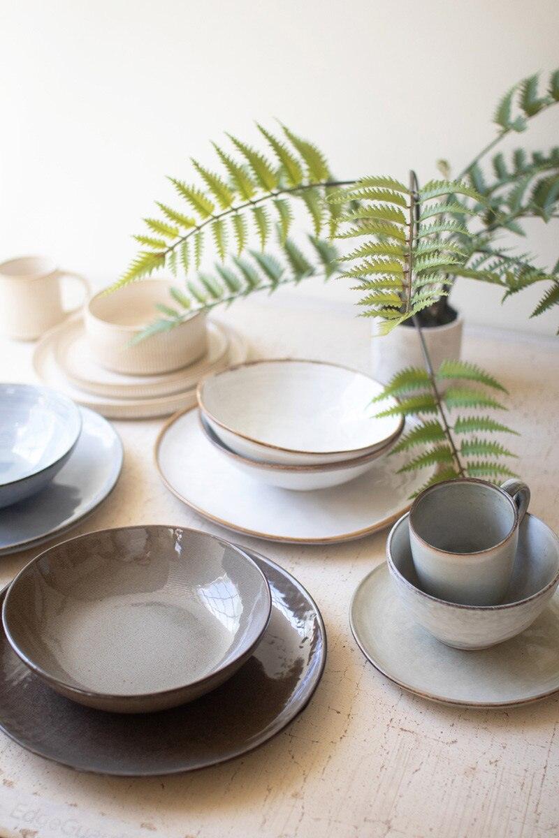 Set of 3 Stonewash Ceramic Dinner Plate, Salad Plate and Bowl