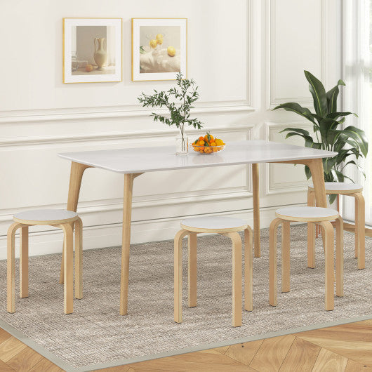Set of 4 18 Inch Stackable Bentwood Dining Chairs with Round Top-White