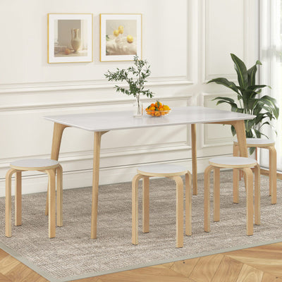 Set of 4 18 Inch Stackable Bentwood Dining Chairs with Round Top-White