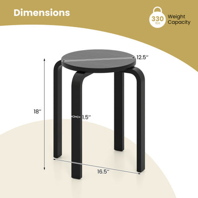 Set of 4 18 Inch Stackable Bentwood Dining Chairs with Round Top-Black