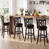 Set of 4 Bar Stools Swivel Bar Chairs with Hollowed Backrest and Footrest-30 inches