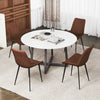 Set of 4 Dining Chair Upholstered with Metal Legs and Padded Backs-Brown