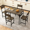 Set of 4 Dining Chairs with Metal Legs and Slanted Back-Gray