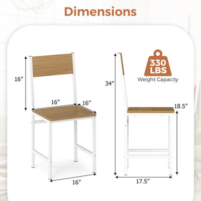 Set of 4 Dining Chairs with Metal Legs and Slanted Back-Natural