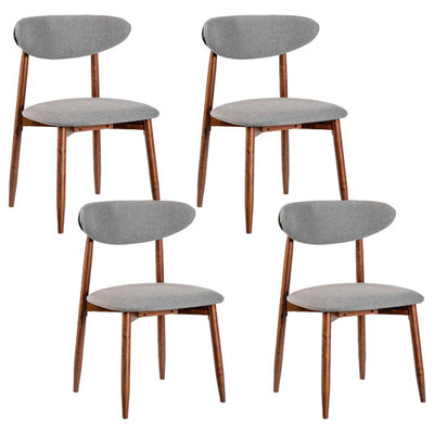 Set of 4 Fabric Upholstered Dining Chairs with Curved Backs-Gray