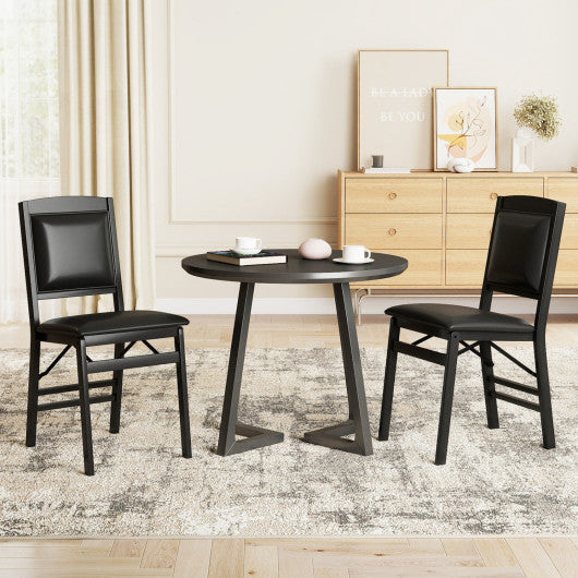 Set of 4 Folding Dining Chairs with Padded Seat and High Backrest-Black